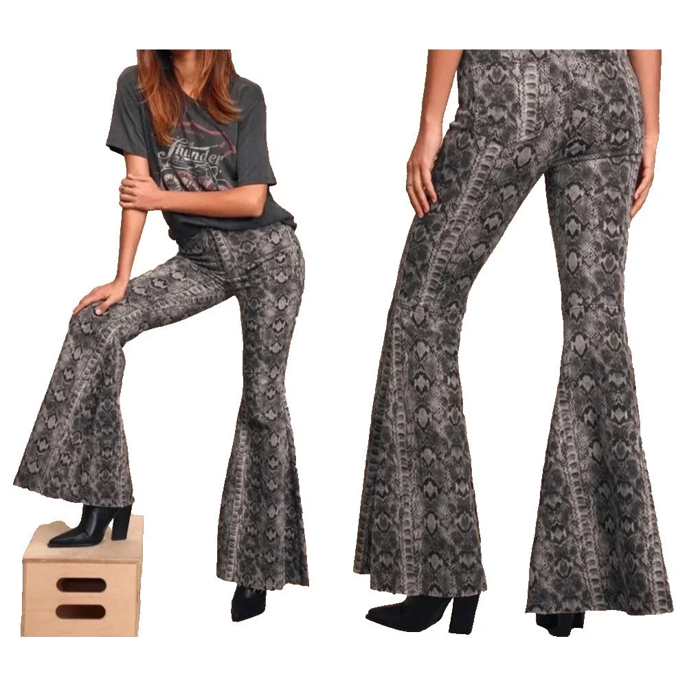 Free People We The Free Just Float On Snake Flare High Waist Jeans Size 31